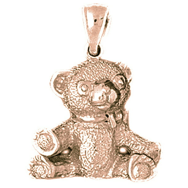 25 mm Jewels Obsession 14K White Gold Teddy Bear Pendant 